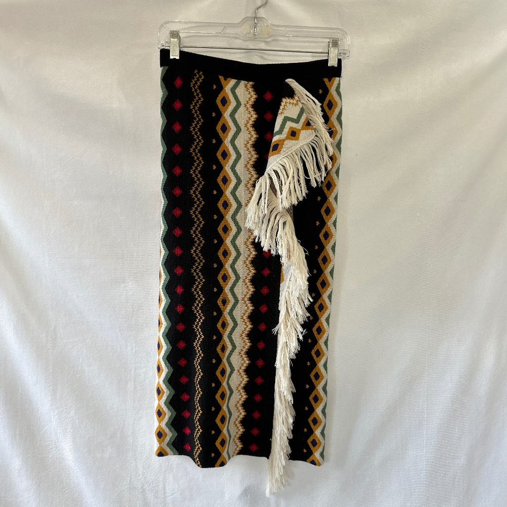 Alice + Olivia Felicity FairIsle Fringe Skirt